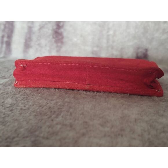 VTG Lillian Vernon Red Suede Genuine Leather Card Holder Make-up Pouch Wallet - Picture 5 of 8